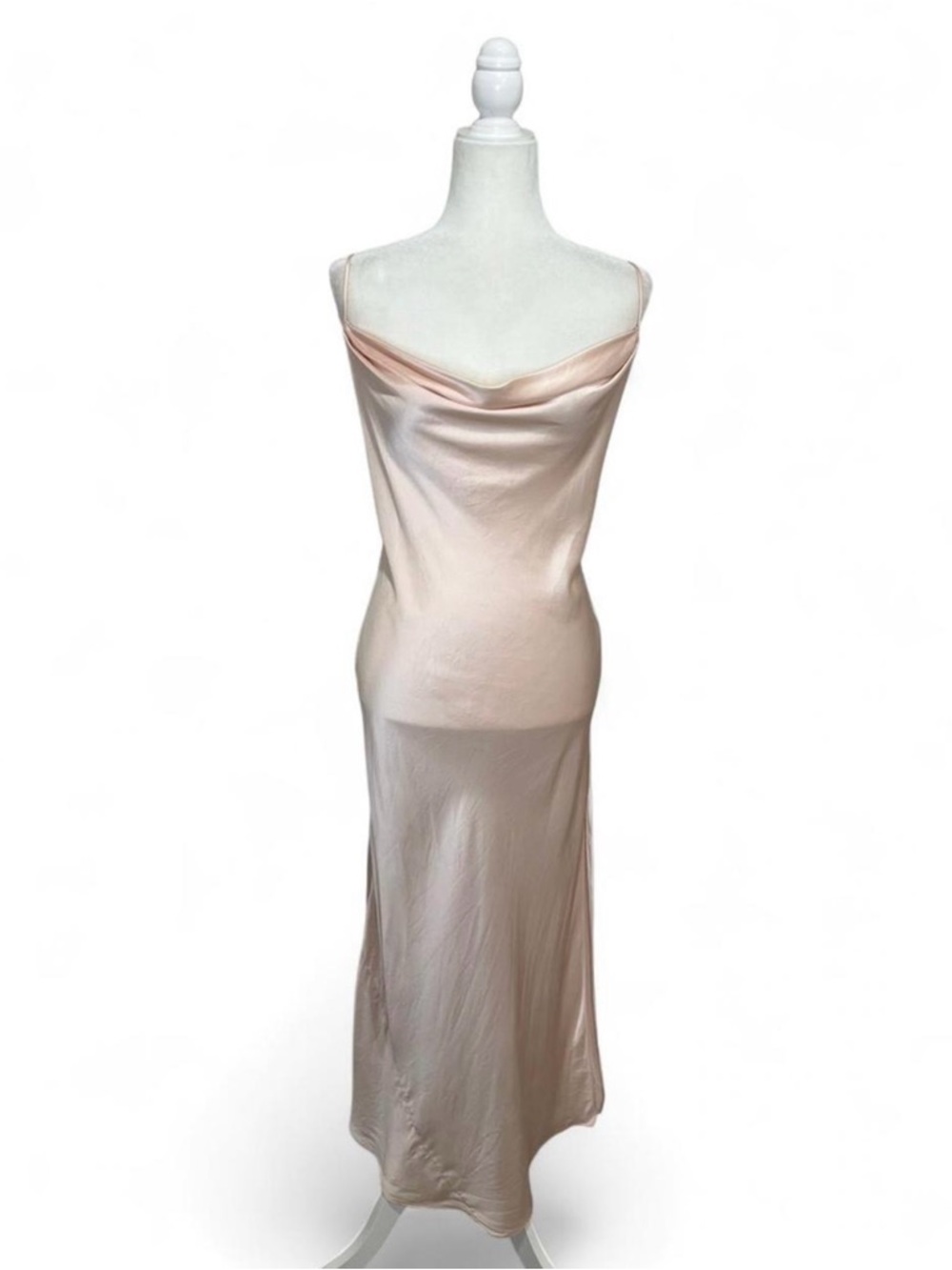 Vintage Victoria’s Secret 1999 100% SILK Cowl Neck Slip Dress Pale Pink